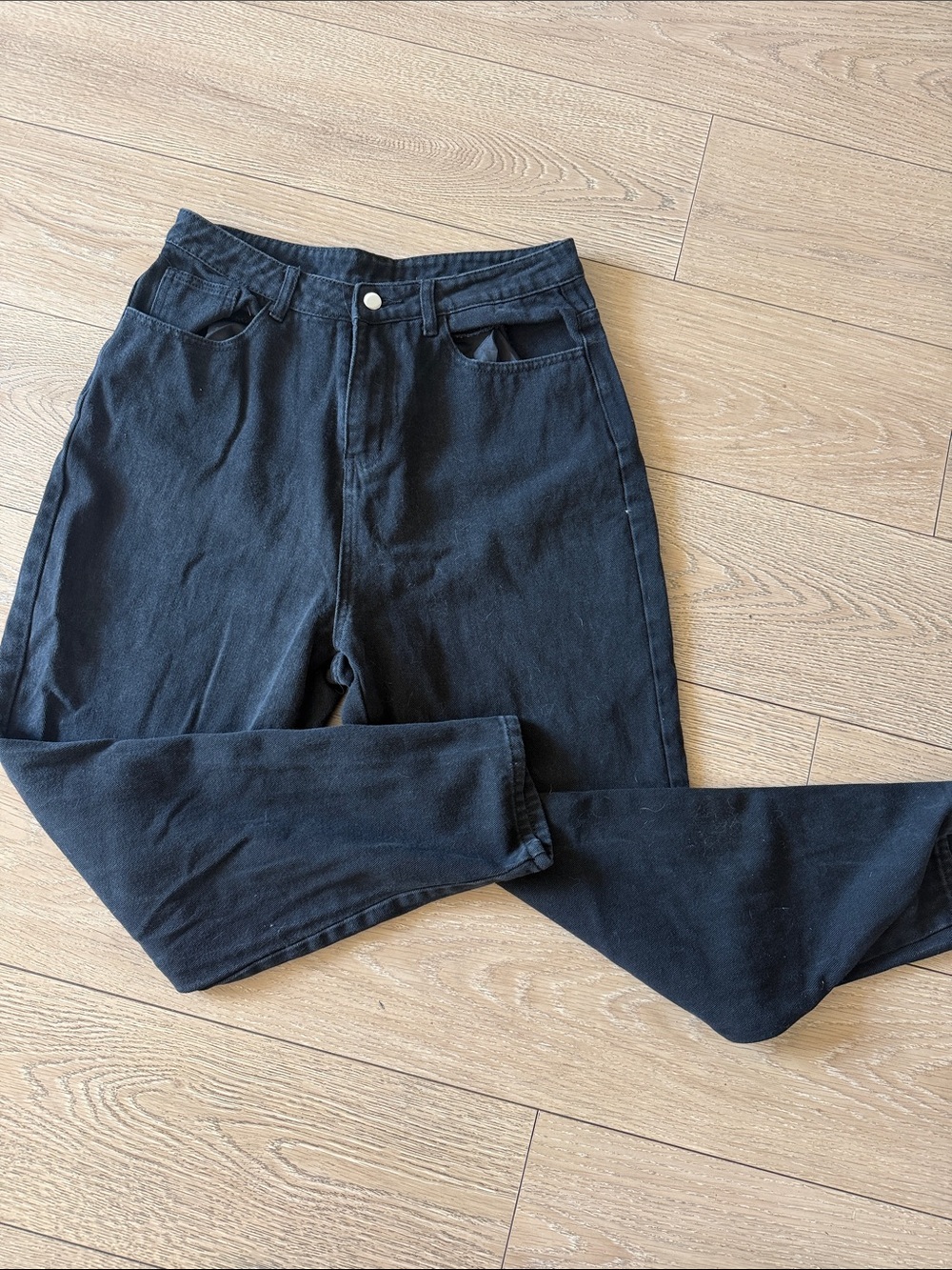 SHEIN High-Rise Black Straight Jeans